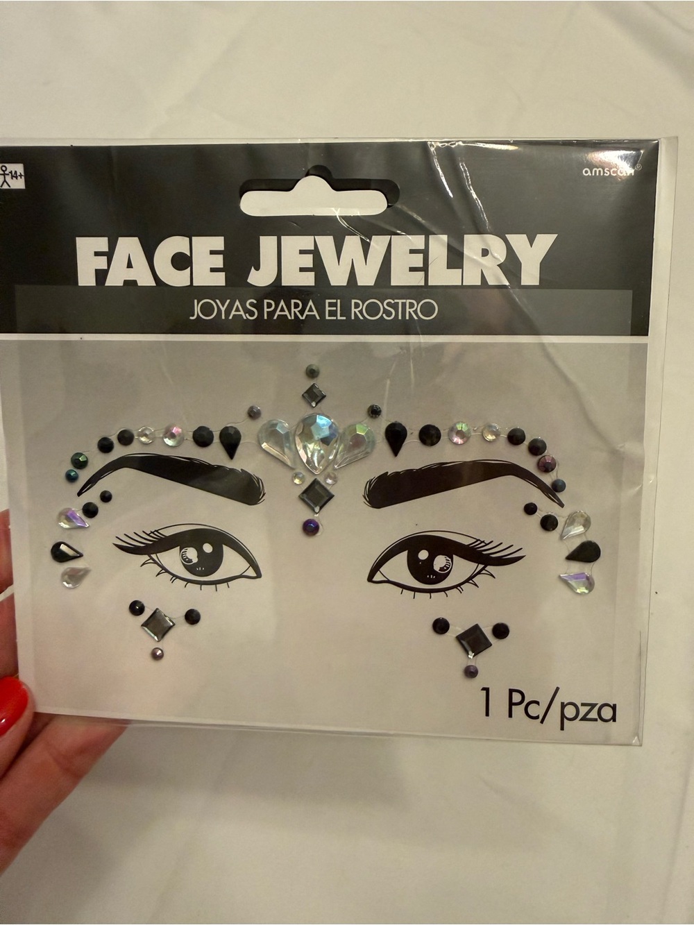 Amscan Black and Iridescent Face Jewel Stickers